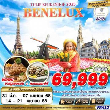 ทัวร์ยุโรป 8 วัน 6 คืน-BENELUX TULIP KEUKENHOF 2026 FRA-CDG 8D6N BY WY