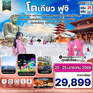 ทัวร์ญี่ปุ่น 6 วัน 4 คืน-CXJNRT14 โตเกียว ฟูจิ งานประดับไฟ อิสระช้อปปิ้ง 1 วันเต็ม 6วัน 4คืน บิน XJ (JAN2026)