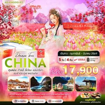 ทัวร์จีน 5 วัน 4 คืน-คุนหมิง ต้าหลี่ ลี่เจียง แชงกรีล่า ชมซากุระภูเขาหยวนทง