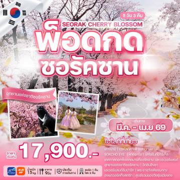 ทัวร์เกาหลีใต้รูดบัตรไม่ชาร์จ 5 วัน 3 คืน-เทศกาลดอกพ็อดกดบานที่ซอรัคซานและสวนสนุกเอเวอร์แลนด์ เพลิดเพลินไปกับความสวยงามของดอกพ็อดกด ที่จะย้อมให้ทั้งเมืองกลายเป็นสีชมพูสดใส