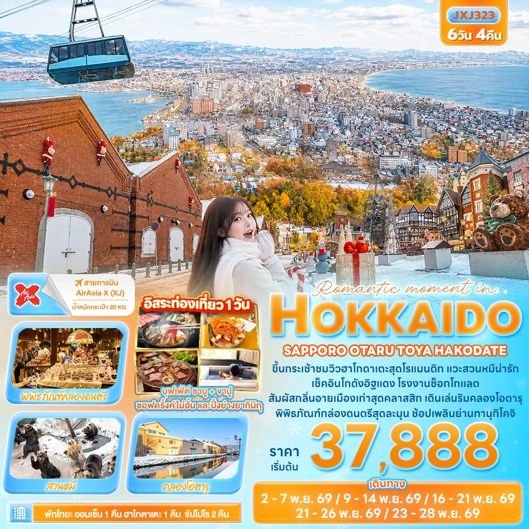 ทัวร์ญี่ปุ่นเดือนพฤศจิกายน 6 วัน 4 คืน-Romantic moment in HOKKAIDO SAPPORO OTARU TOYA HAKODATE